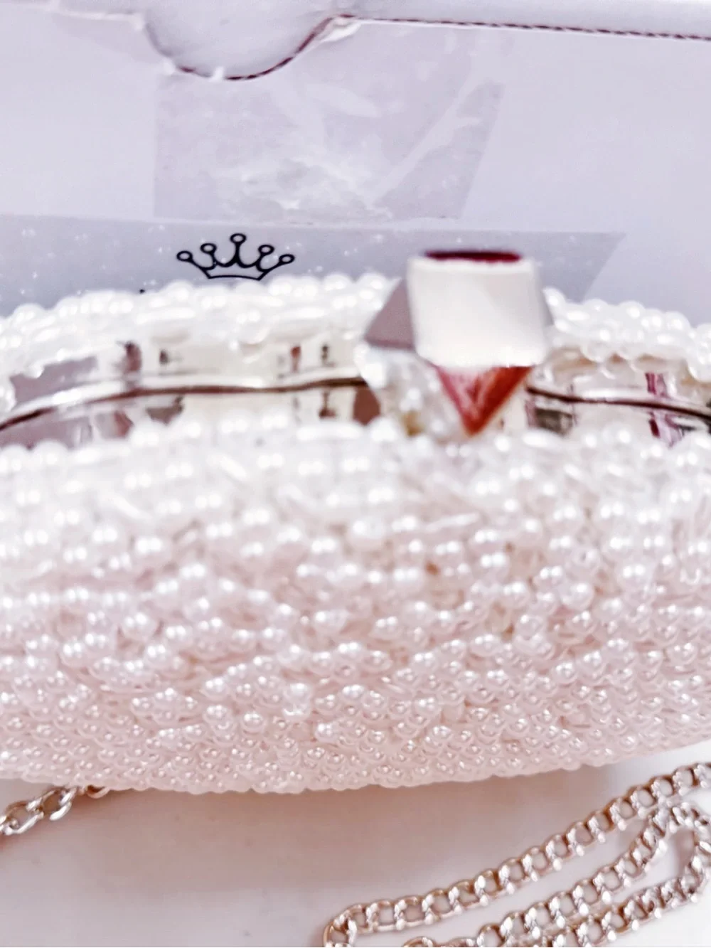 Nina Hera Beaded Pearl Clutch Evening Bag - NWT Brand New In Box